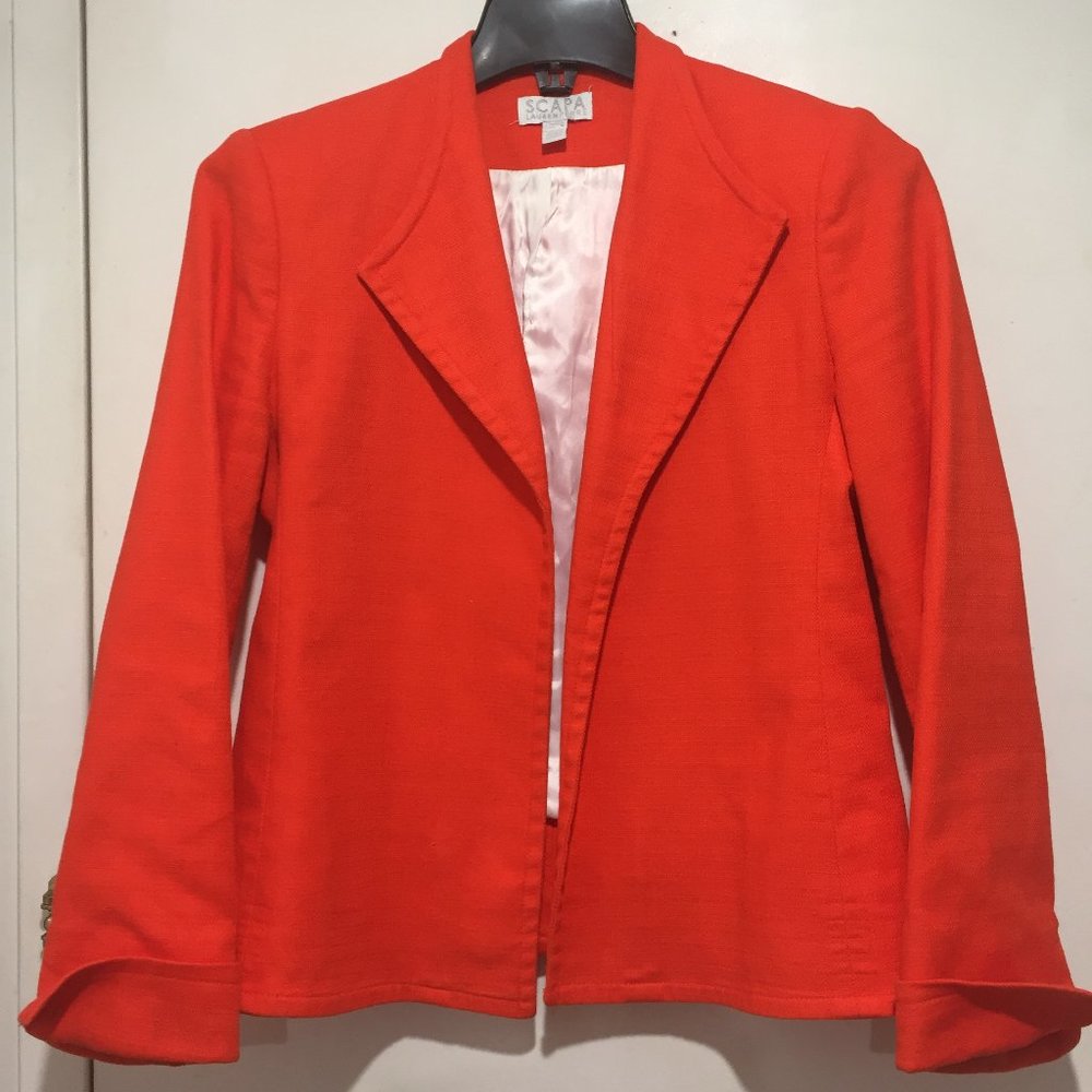 SCAPA OPEN FRONT COTTON BLAZER SIZE 8